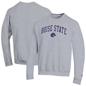 Men's Champion Heather Gray Boise State Broncos Arch Over Logo Pullover Sweatshirt