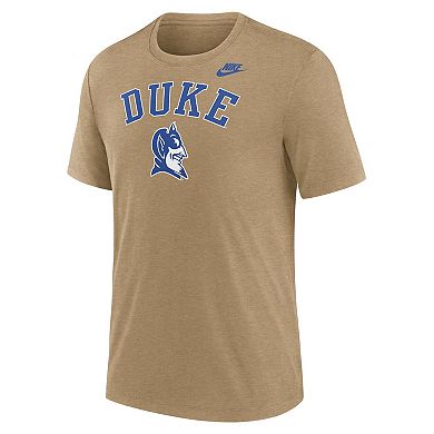 Men's Nike Heather Light Brown Duke Blue Devils Legacy Arch Tri-Blend T-Shirt