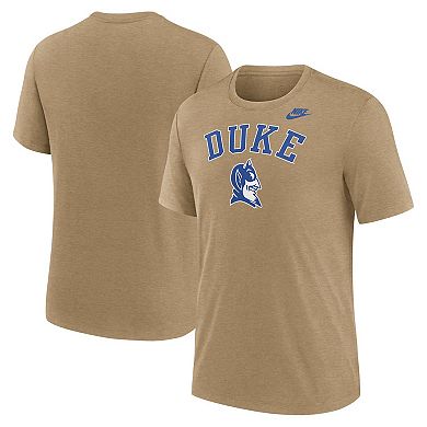 Men's Nike Heather Light Brown Duke Blue Devils Legacy Arch Tri-Blend T-Shirt