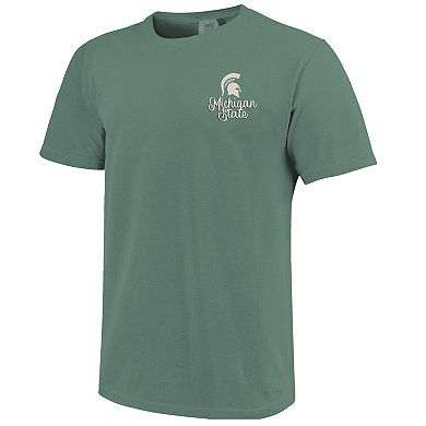 Women's Green Michigan State Spartans Comfort Colors Campus Scene Drawing Script T-Shirt