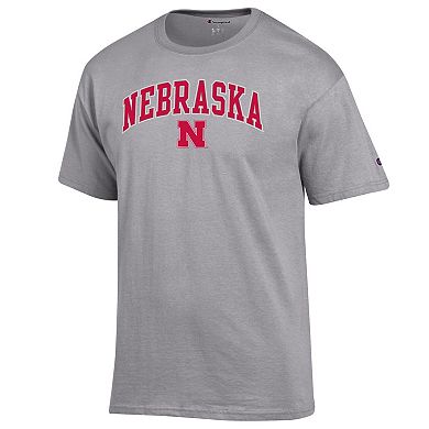 Men's�Champion Heather Gray Nebraska Huskers Arch Over Logo T-Shirt