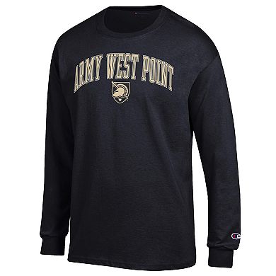 Men's Champion Black Army Black Knights Arch Over Logo Long Sleeve T-Shirt