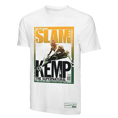 Men's Mitchell & Ness Shawn Kemp White Seattle SuperSonics SLAM Gradient T-Shirt