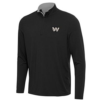 Men's Antigua Black Washington Commanders Content Quarter-Zip Pullover Top