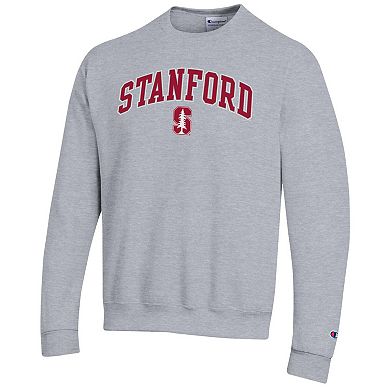 Men's Champion Heather Gray Stanford Cardinal Arch Over Logo Pullover Sweatshirt