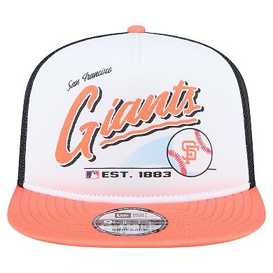 Men's New Era White/Orange San Francisco Giants Retro Script Trucker 9FIFTY Snapback Hat