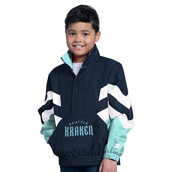 Youth��Starter Navy Seattle Kraken Prospect Half-Zip Pullover Top