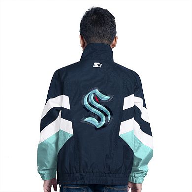 Youth Starter Navy Seattle Kraken Prospect Half-Zip Pullover Top