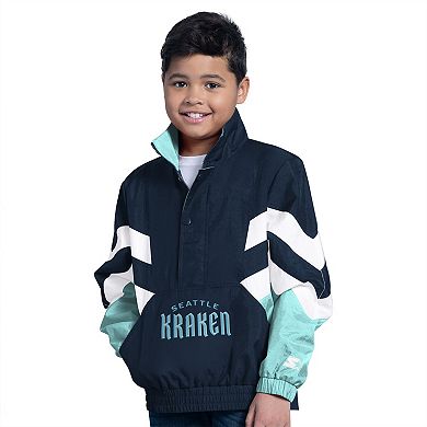 Youth Starter Navy Seattle Kraken Prospect Half-Zip Pullover Top