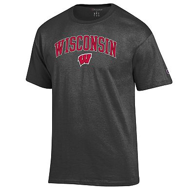 Men's�Champion Heather Charcoal Wisconsin Badgers Arch Over Logo T-Shirt