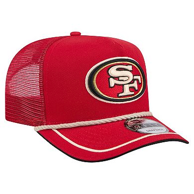 Men's New Era Scarlet San Francisco 49ers Vintage Team Rope A-Frame Trucker 9FIFTY Snapback Hat