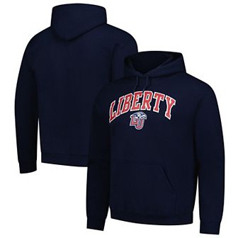 Men's Navy Liberty Flames Fleece Pullover Hoodie