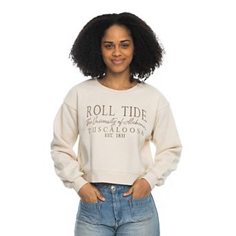 Women's ZooZatz Tan Alabama Crimson Tide Cropped Crewneck Sweatshirt