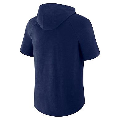 Men's Fanatics Navy Milwaukee Brewers Clubhouse Optimal Play Raglan Short Sleeve Pullover Hoodie