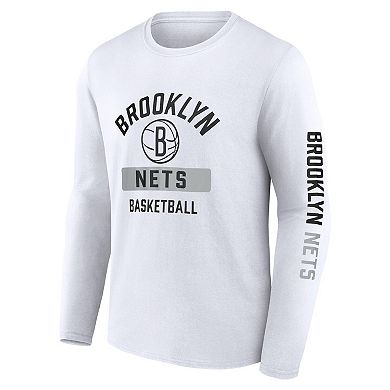 Men's Fanatics White Brooklyn Nets Long Sleeve T-Shirt
