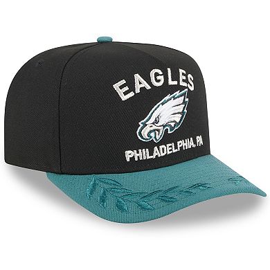 Youth New Era Black/Midnight Green Philadelphia Eagles 2025 NFL Draft A-Frame 9FIFTY Snapback Hat