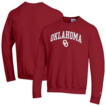 Men's Champion Crimson Oklahoma Sooners Arch Over Logo Pullover Sweatshirt