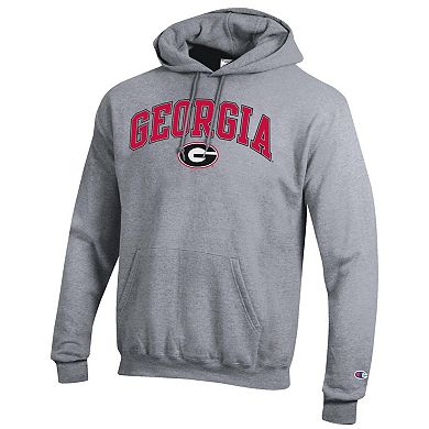 Men's Champion Heather Gray Georgia Bulldogs Arch Over Logo Pullover Hoodie