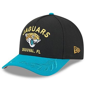 Youth New Era Black/Teal Jacksonville Jaguars 2025 NFL Draft 9FORTY A-Frame M-Crown Adjustable Hat