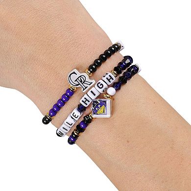 FOCO Colorado Rockies 3-Pack Friendship Bracelet Set