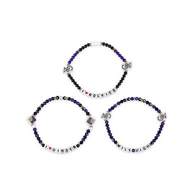 FOCO Colorado Rockies 3-Pack Friendship Bracelet Set