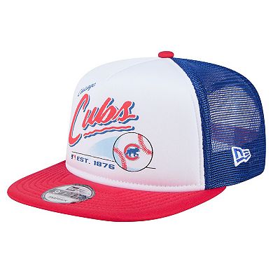 Men's New Era White/Red Chicago Cubs Retro Script Trucker 9FIFTY Snapback Hat