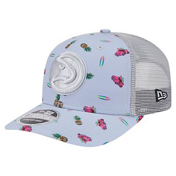 Men's New Era Light Blue/Gray Atlanta Hawks Adventure Aloha Pattern 9SEVENTY Stretch-Snap Hat