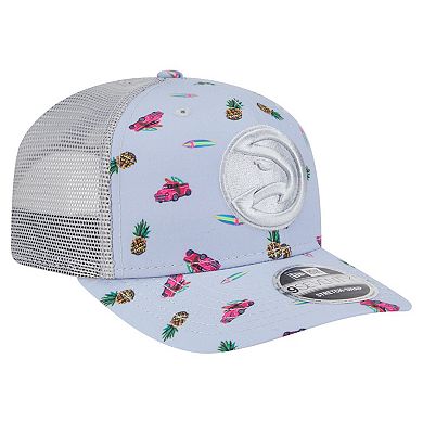 Men's New Era Light Blue/Gray Atlanta Hawks Adventure Aloha Pattern 9SEVENTY Stretch-Snap Hat
