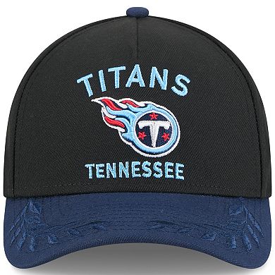Men's New Era Black/Navy Tennessee Titans 2025 NFL Draft 9FORTY A-Frame M-Crown Adjustable Hat