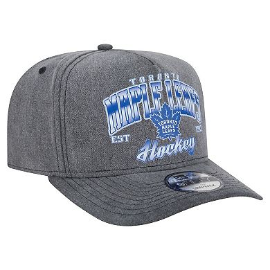 Men's New Era Charcoal Toronto Maple Leafs Throwback Washed A-Frame Pre-Curved 9FIFTY Snapback Hat