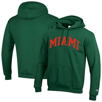 Men's Champion Green Miami Hurricanes Basic Arch Fleece Pullover Hoodie
