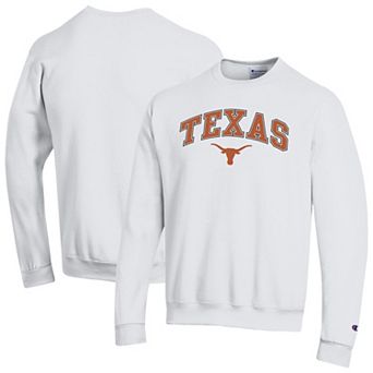Men's Champion White Texas Longhorns Arch Over Logo Pullover Sweatshirt