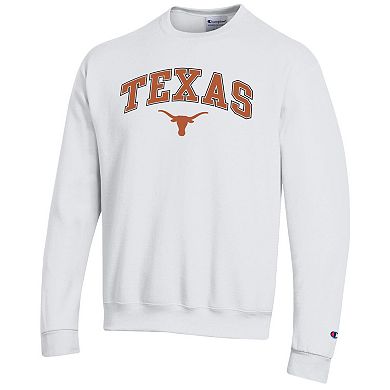 Men's Champion White Texas Longhorns Arch Over Logo Pullover Sweatshirt