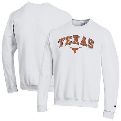 Men's Champion White Texas Longhorns Arch Over Logo Pullover Sweatshirt