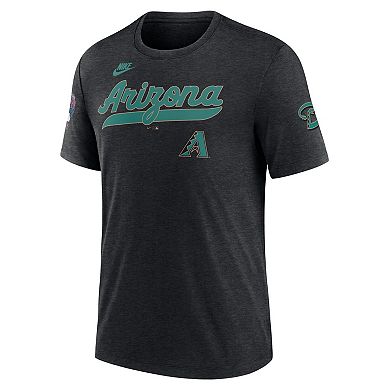 Men's Nike Heather Black Arizona Diamondbacks Cooperstown Collection Eras Tri-Blend T-Shirt