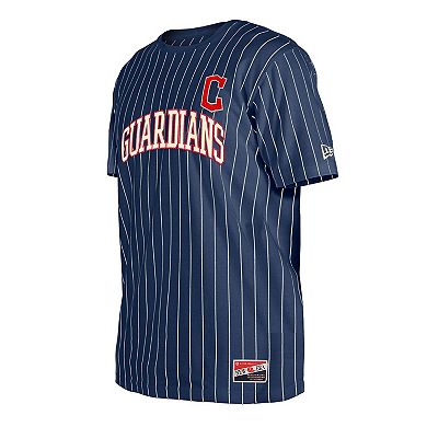 Men's New Era Navy Cleveland Guardians Throwback Pinstripe T-Shirt