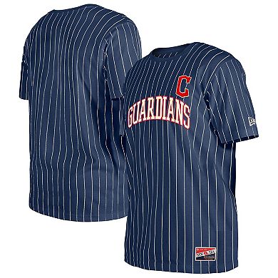 Men's New Era Navy Cleveland Guardians Throwback Pinstripe T-Shirt