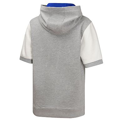 Youth Heather Gray Los Angeles Dodgers Line Up Short Sleeve Pullover Hoodie