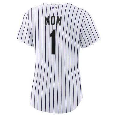 Women's Nike White Colorado Rockies #1 Mom Home Replica Jersey