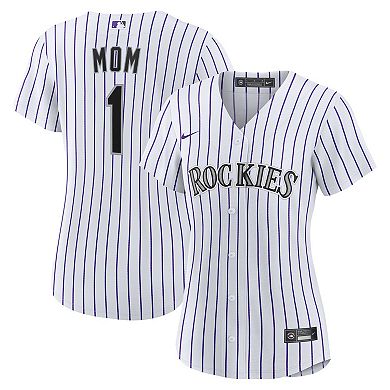 Women's Nike White Colorado Rockies #1 Mom Home Replica Jersey