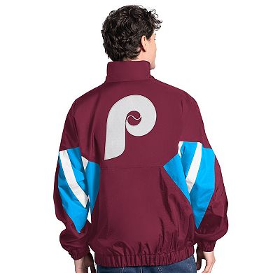 Men's Starter Burgundy Philadelphia Phillies Cooperstown Chief Half-Zip Pullover