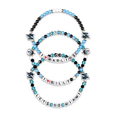 FOCO Miami Marlins 3-Pack Friendship Bracelet Set