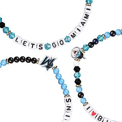 FOCO Miami Marlins 3-Pack Friendship Bracelet Set