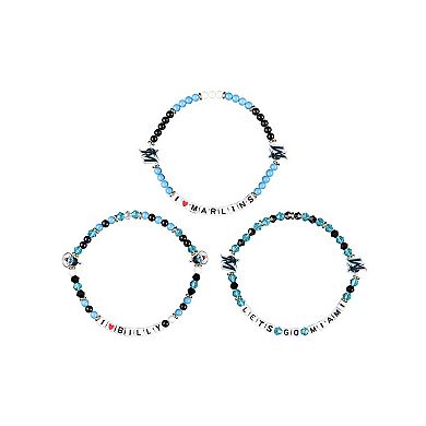 FOCO Miami Marlins 3-Pack Friendship Bracelet Set