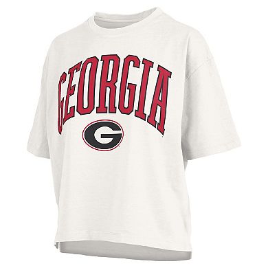 Women's Pressbox White Georgia Bulldogs Nelson Arch Over Logo Waist Length Oversized Slub T-Shirt