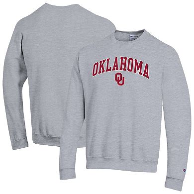 Men's Champion Heather Gray Oklahoma Sooners Arch Over Logo Pullover Sweatshirt