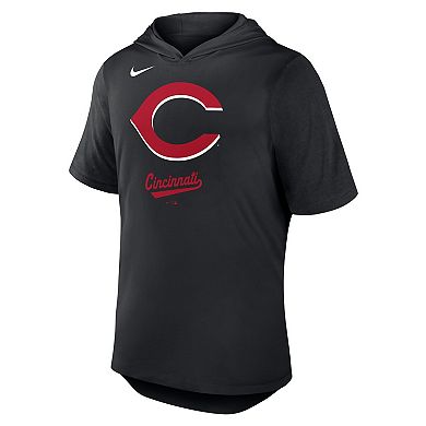 Men's Nike Black Cincinnati Reds Tri-Blend Hoodie T-Shirt
