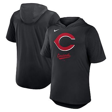 Men's Nike Black Cincinnati Reds Tri-Blend Hoodie T-Shirt