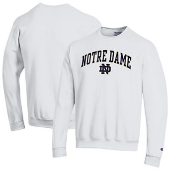 Men's Champion White Notre Dame Fighting Irish Arch Over Logo Pullover Sweatshirt