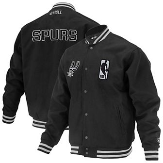 Unisex FISLL Black San Antonio Spurs Logoman Shadow Collection Full-Snap Varsity Jacket